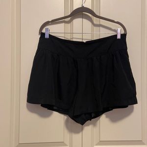 High waisted black dress shorts